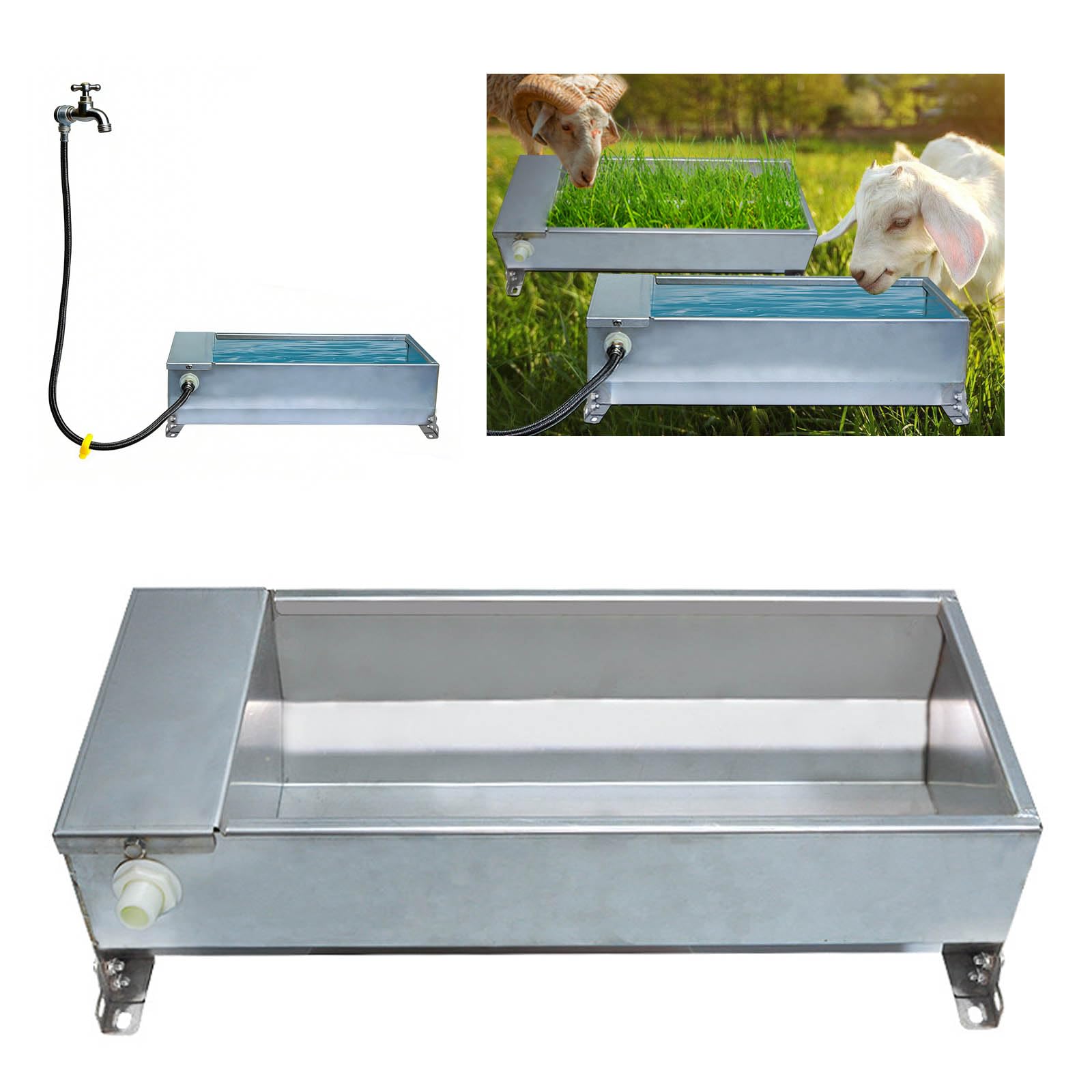 Bebedero de Ganado de Acero Inoxidable,Acero Inoxidable de Gran Capacidad Bebedero AutomáTico para Ganado,DiseñO de InyeccióN AutomáTica de Agua,para Diversos Tipos de Ganado en Granjas y Pastos