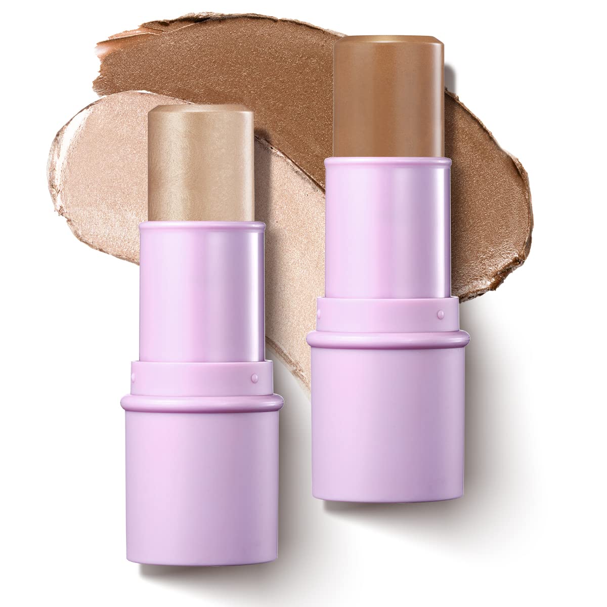 2Pcs Makeup Stick With Highlighter & Bronzer Moisturizer Illuminator For Face Brightens Hydrates And Contouring Pen Moisture Eyes Lips Cheeks #01