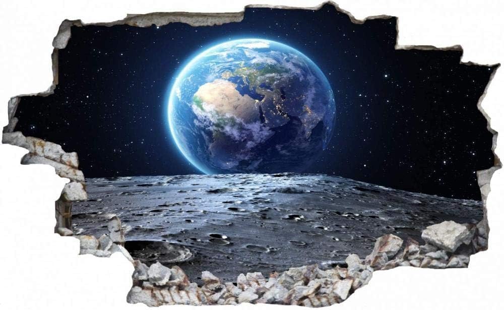 Stickers Muraux 3D effet fissure de lune en vinyle amovible décoratif pour chambre 70x110cm
