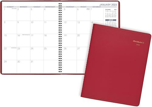 Miniatura 3 de AT-A-GLANCE Agenda mensual 2023, 9 x 11 pulgadas, grande, 15 meses, color de moda, rojo (7025013)