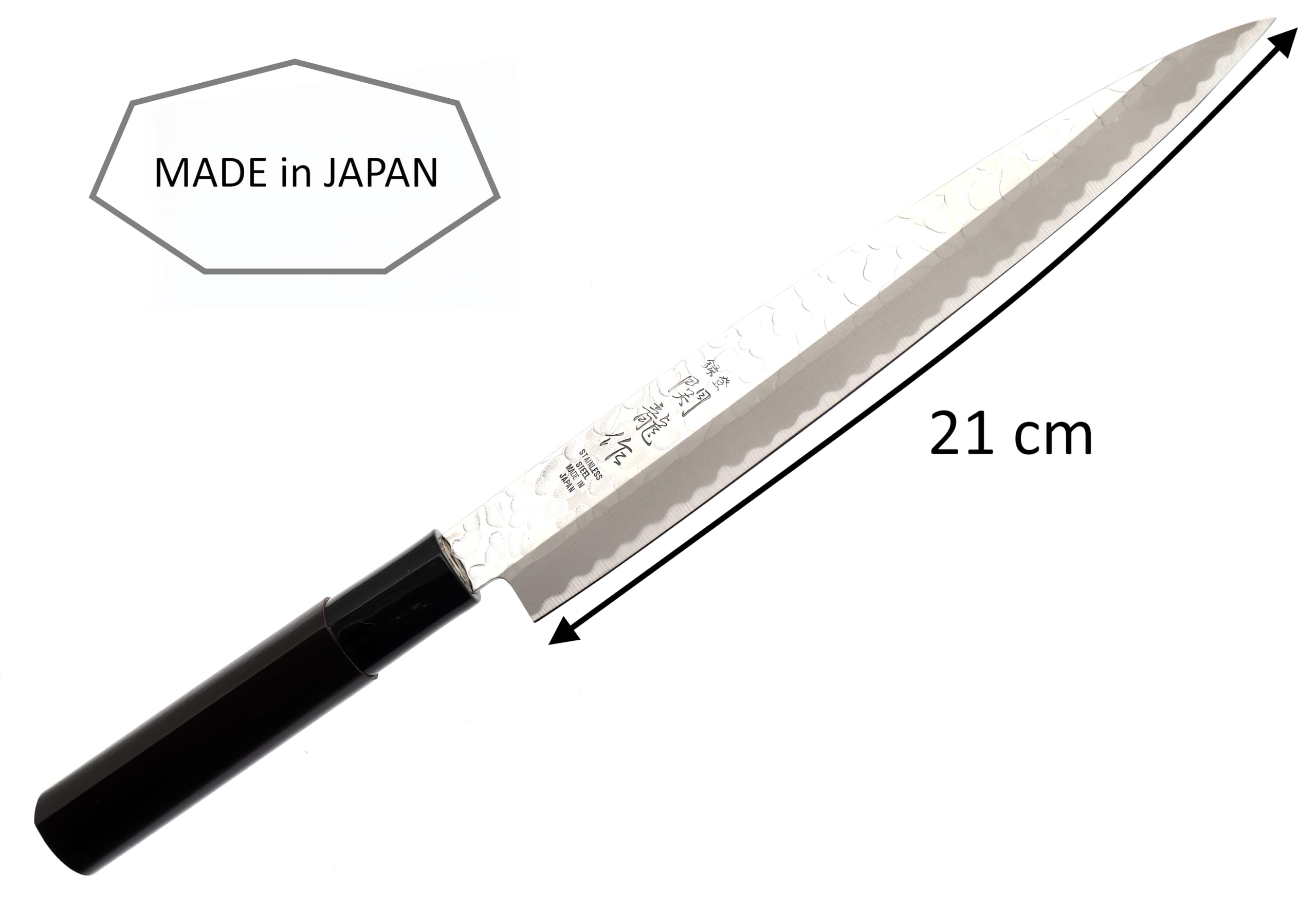 Couteau Japonais Sashimi Yanagiba Martelée Lame 21 cm Couteaux de Cuisine Fabriqué au Japon