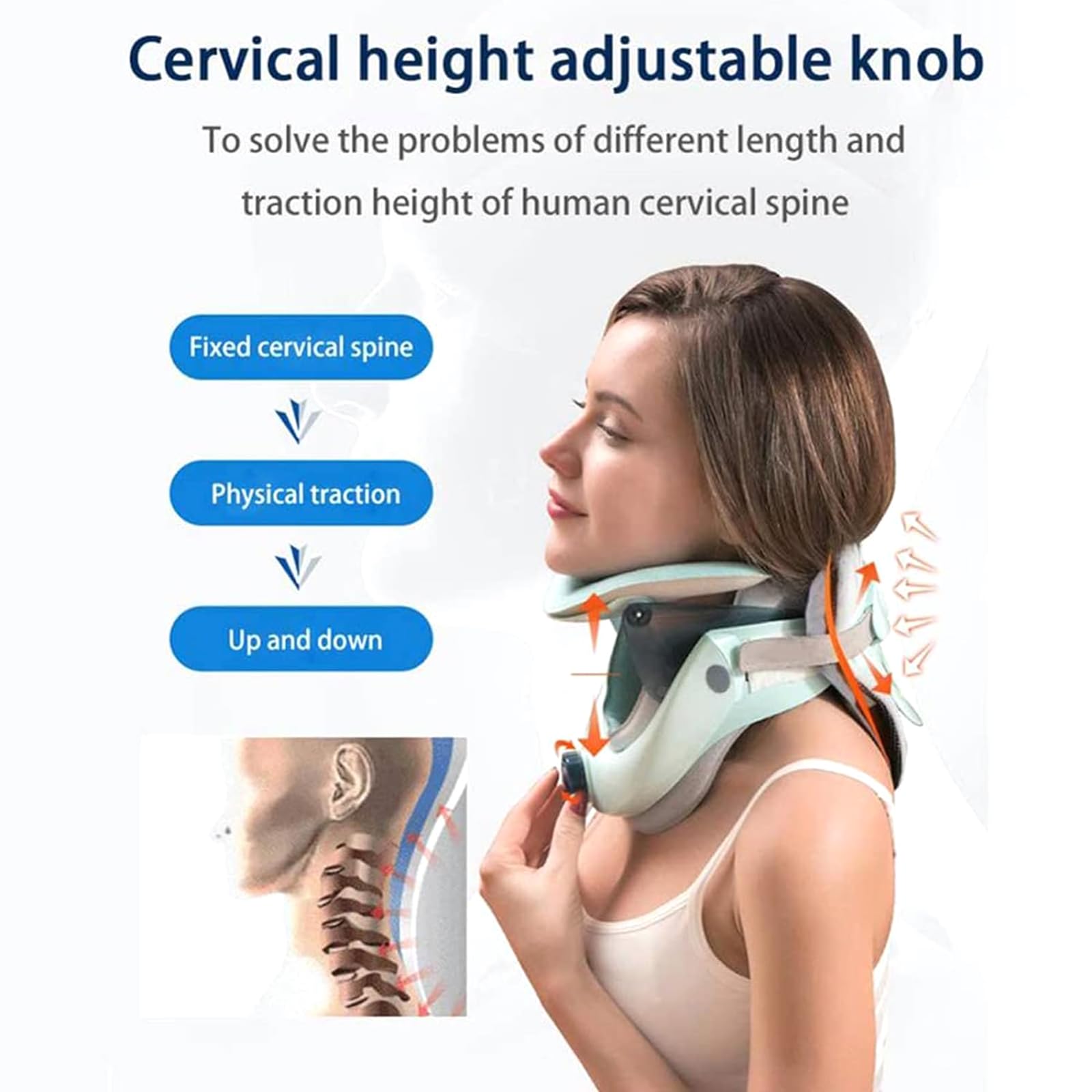 NGARY Dispositivo di trazione per Collo cervicale, tutore per Collo Gonfiabile Regolabile, barella per Collo ergonomica con Supporto airbag, per decompressione per alleviare Il Dolore al Collo