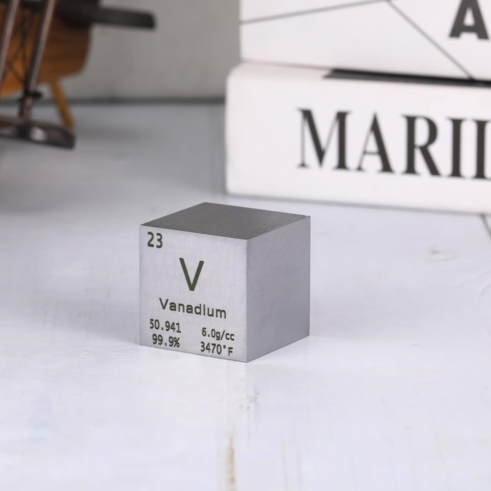 Cubo de vanadio de 1 pulgada de 25,4 mm de densidad de metal puro cubo de metal de alta densidad para colecciones de elementos, experimentos de laboratorio, material de experimentos