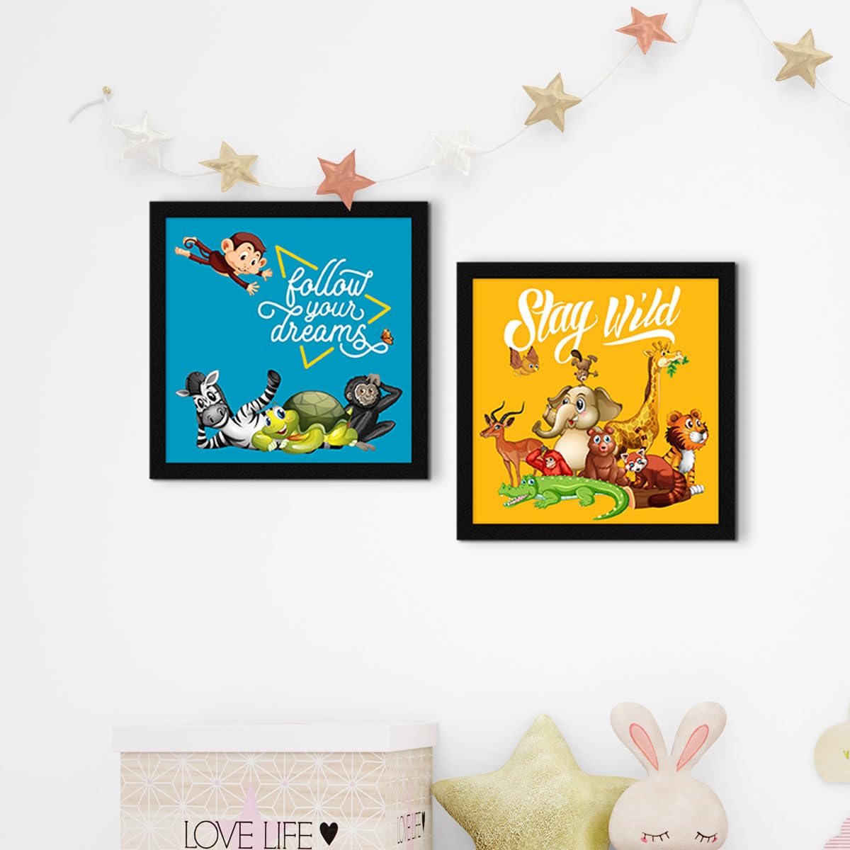 Cute Animal Wall Art - Set of 4 Kids Paintings -2 Cute Animal Wall Art - Set of 4 Kids Paintings -2
