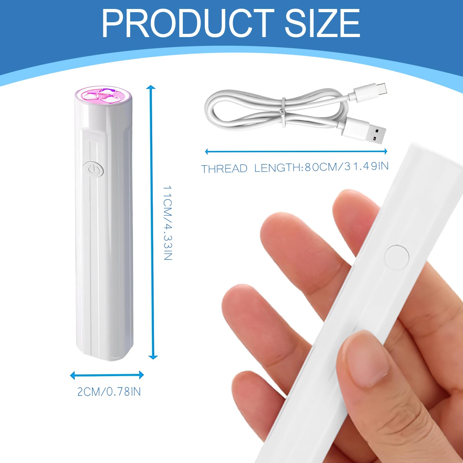 Sulives Portable Mini UV Nail Lamp for Gel Nails - White, Sleek, Lightweight, Travel-Friendly, DIY at Home - Image 2