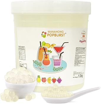 WaNaHong Popping Boba Pearl 1.3 KG Dessert Toppings, Prosecco and Cocktails Lychee