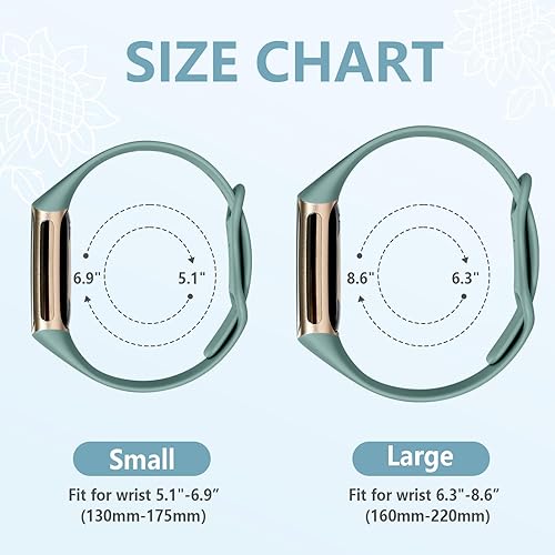 Miniatura 5 de DaQin Paquete de 3 bandas grabadas con girasol compatibles con Fitbit Charge 6Fitbit Charge 5 bandas para mujeres y hombres, correa deportiva suave