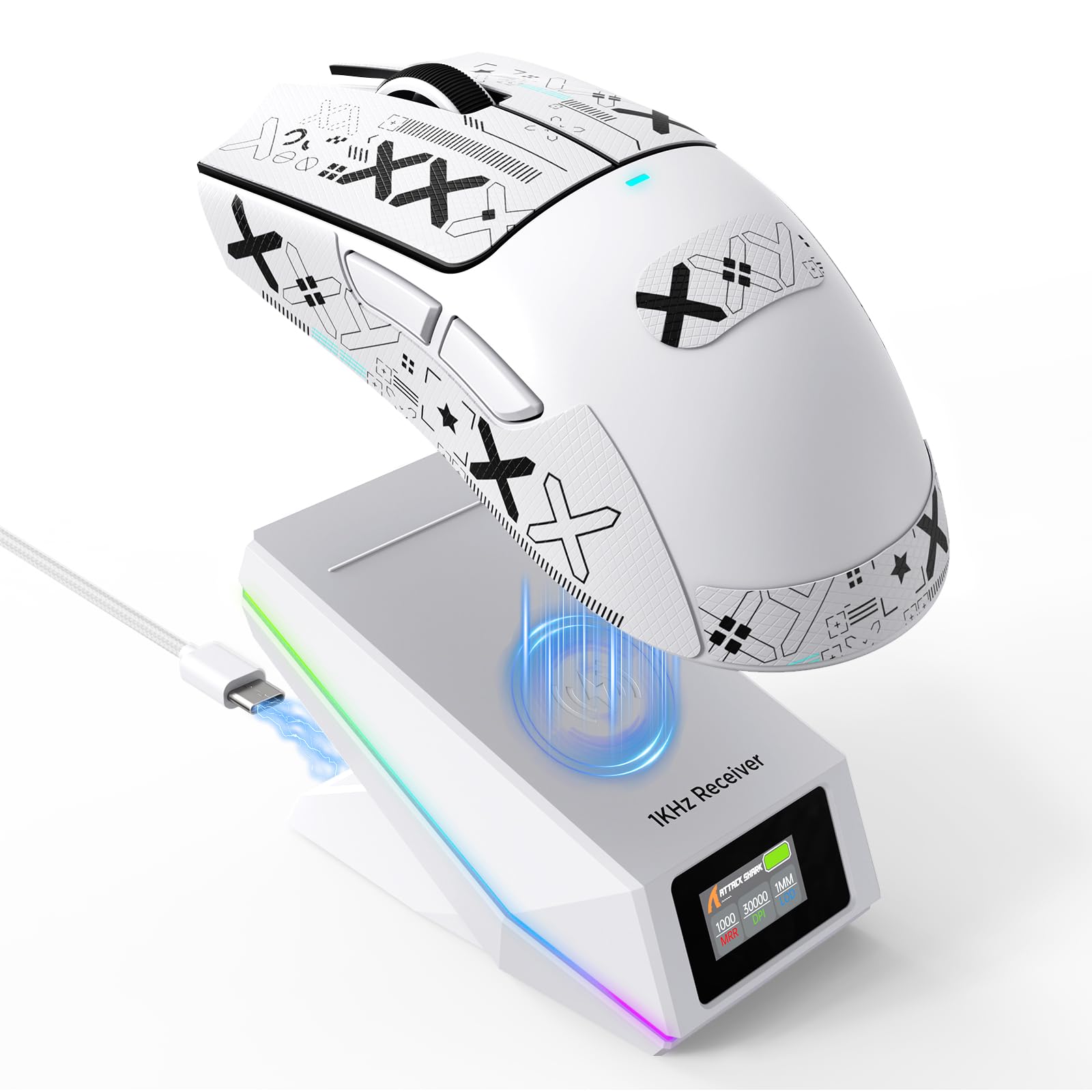 MAMBASNAKE X11PRO V2 Souris blanche et noire avec ruban adhésif