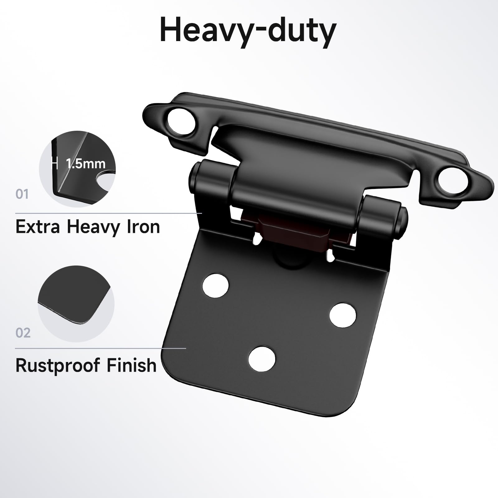 40 Pcs Matte Black Cabinet Hinges Overlay Self Closing For Kitchen Cabinet Door