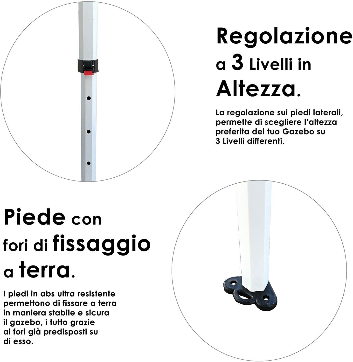 Gazebo Richiudibile Robusto Telescopico in Metallo a Fisarmonica 3x3, 4,5X3 e 6x3 mt Pieghevole Trasporto Telaio esagonale telo Beige trasportabile, da giardino e mercato (4,5x3)
