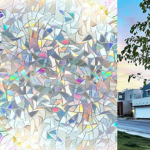 Vinilos para Cristales Opaco 50 x 400 cm Lámina Protectora de Privacidad Esmerilado Estático Anti UV, Reutilizar, No Adhesiva, para Dormitorio Oficinas, Luna Creciente
