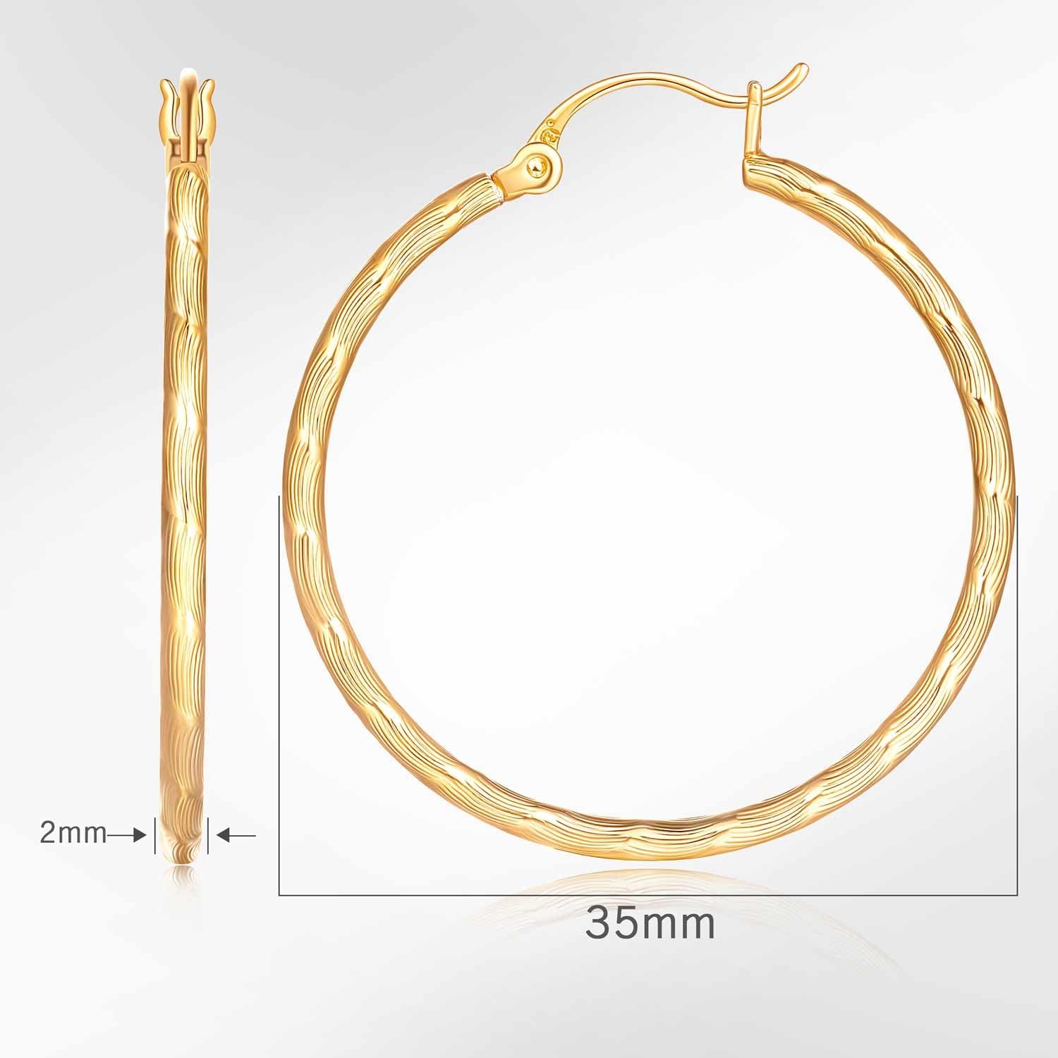 14K Gold Hoop Earrings Large Hoop Earrings for Women Hypoallergenic Gold Earring Hoops Womens Earring 35mm - Image 6