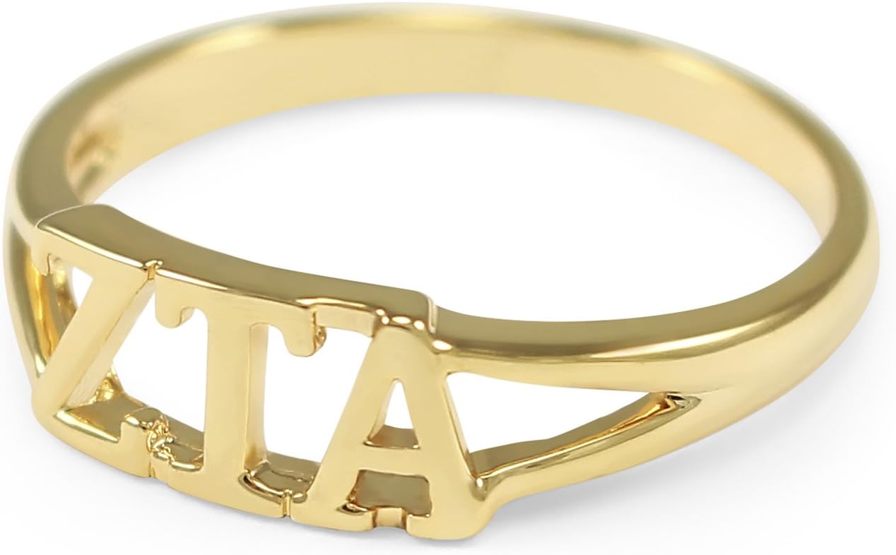 The Collegiate Standard Zeta Tau Alpha 14k Gold Plated Sorority Ring with Greek letters