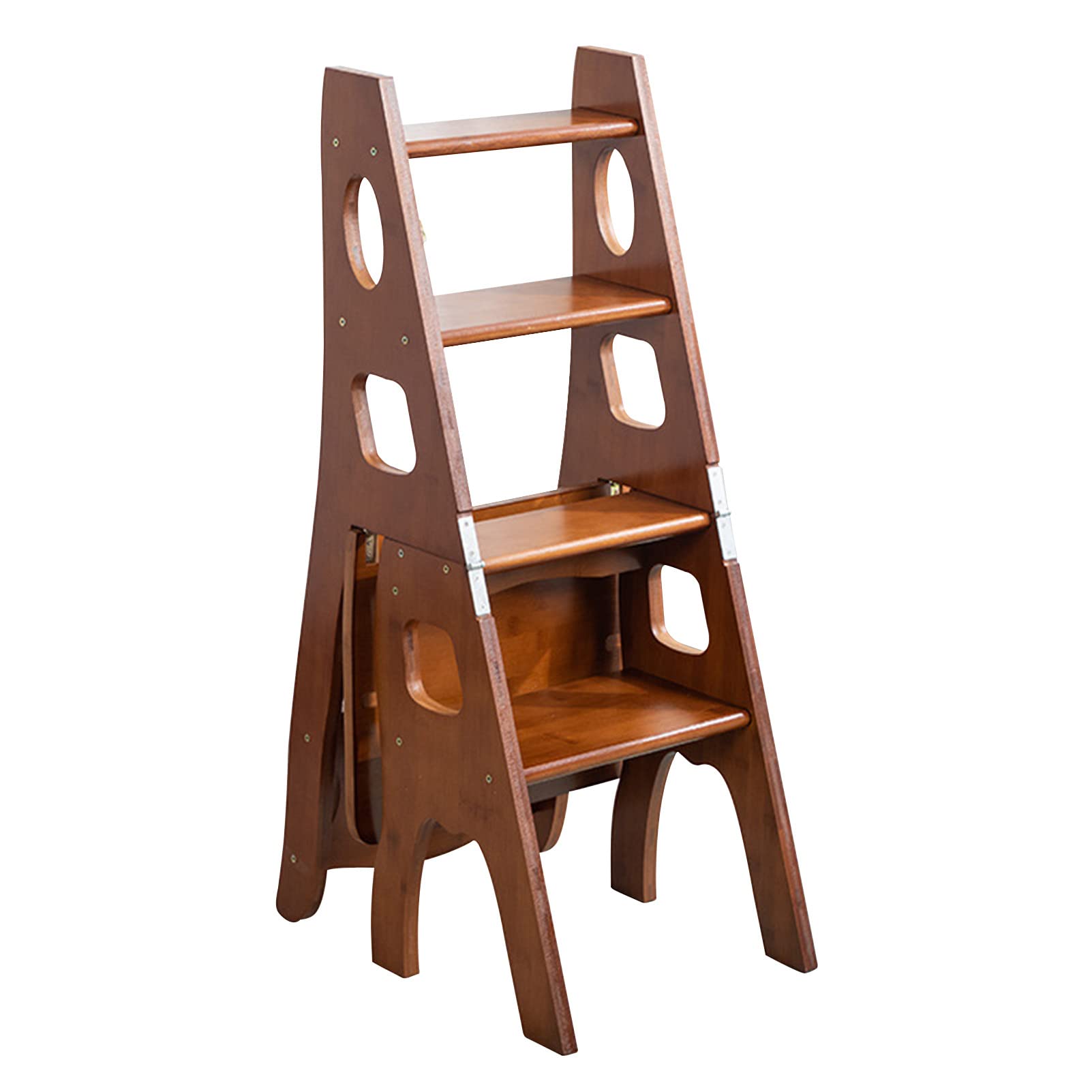 4 Steps Stool Ladder Chair 2 In 1, Lightweight Folding Step Stool, for Bathroom Indoor or Outdoor Use (F)