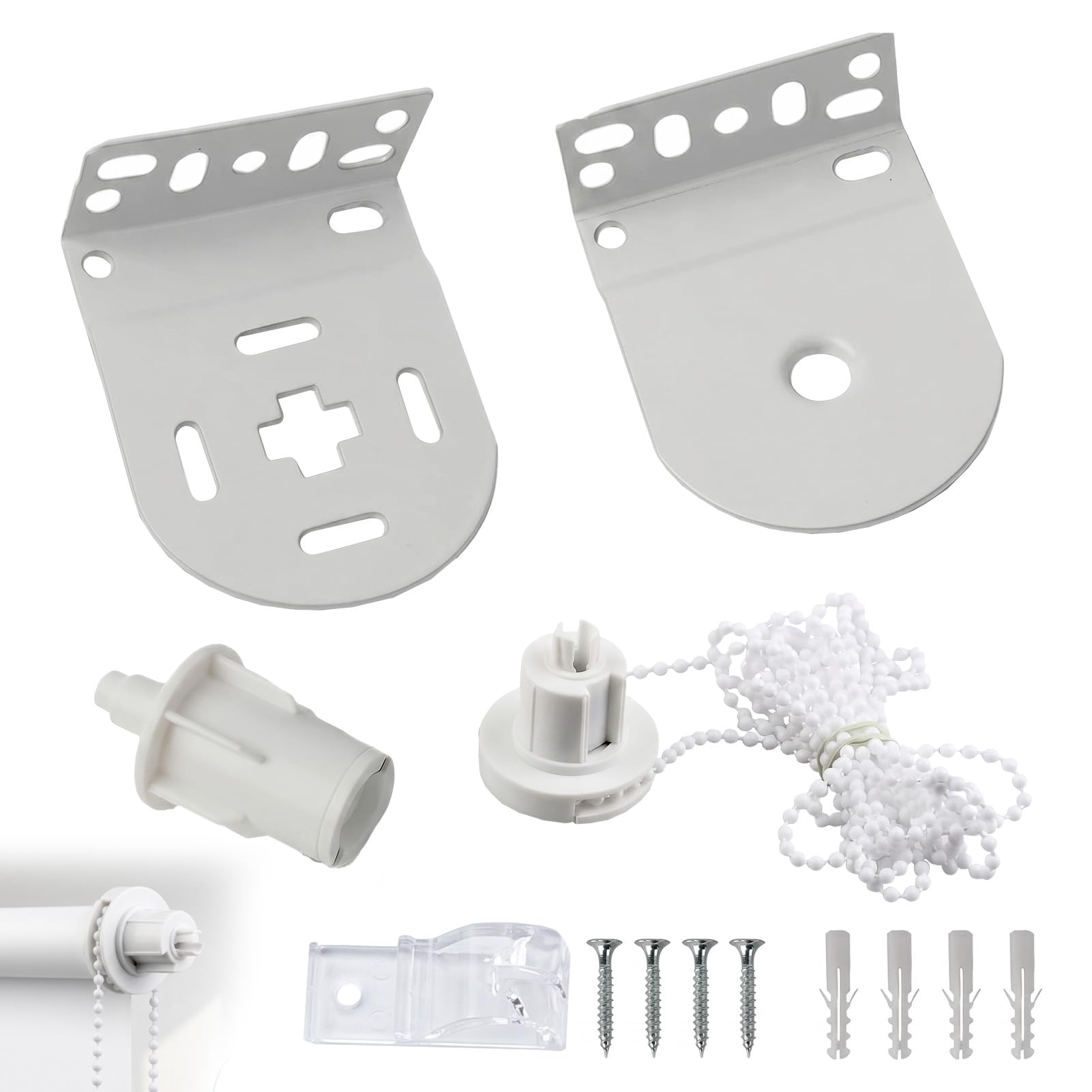 Roller Blind Fittings Kit, 32mm Metal Brackets with Chain Clutch