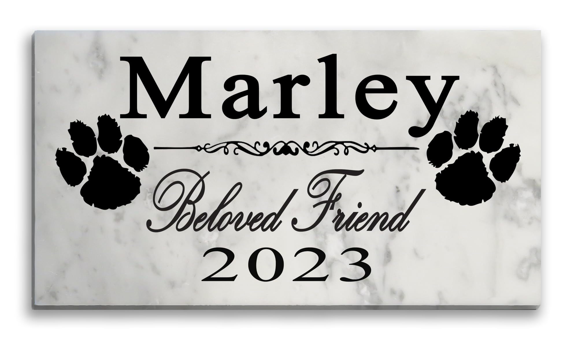 Broad Bay Dog Pet Memorial Gift Stone Solid Marble Personalized Pet Plaque Garden Marker Indoor or Outdoor Grave Headstone 12" x 6" (Beloved Friend)