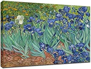 Wieco Art - Irises Modern Stretched and Framed Floral Giclee Canvas ...