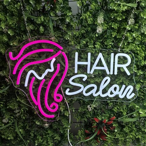 Image of Hair Salon Neon Sign for Wall Decor, LED Neon Signs Lights, Pink Salon Hair Tech Decor Neon Signs for Barber Shop, Beauty Salon Studio Beauty Room Business Sign