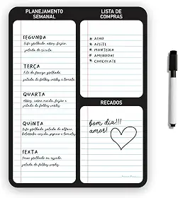 Ímã De Geladeira Porta Recados Anotações Planner Com Caneta