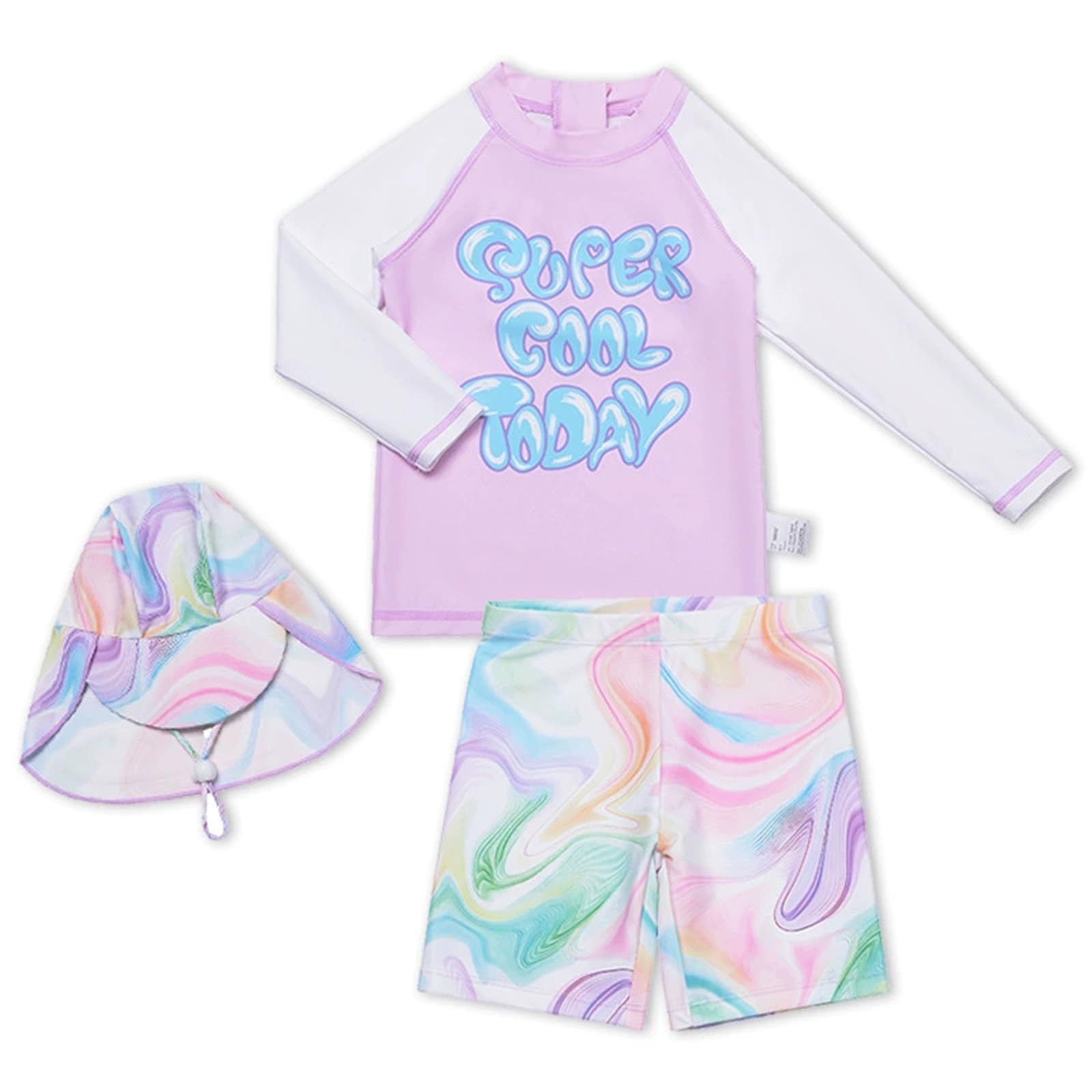 Tankini Niña Traje de baño de manga larga de dos piezas con bañador Rashguard-Top con bañador para niños pequeños y jóvenes