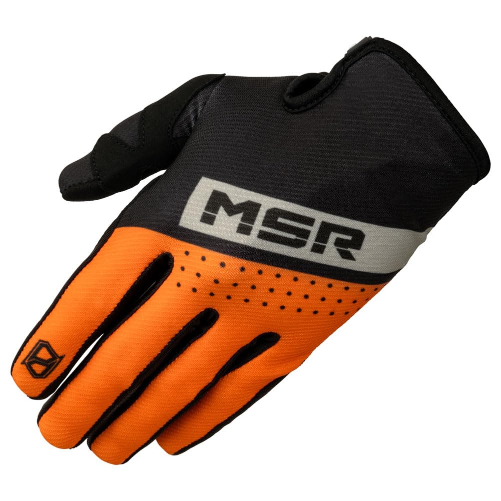MSR Axxis Range Riding Gloves – Unisex Black/Grey/Orange – Lightweight Motocross, MTB, BMX & Powersports Gloves for Men & Women