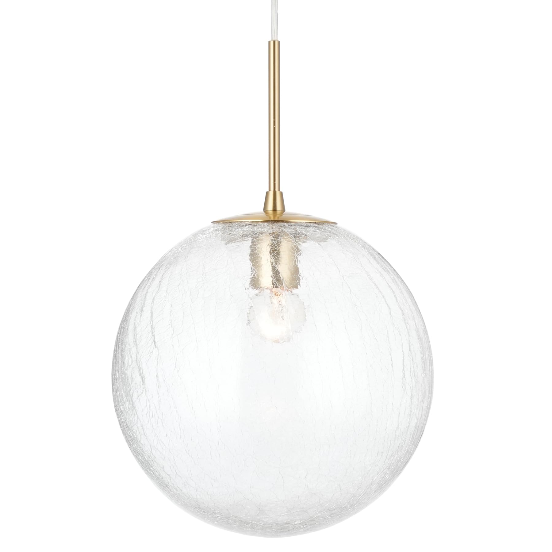 ALICE HOUSE 10-inch Modern Kitchen Island Pendant Light, Crack Glass, Brushed Brass Finish, Farmhouse Hanging Light Fixtures for Bathoom, Entryway and