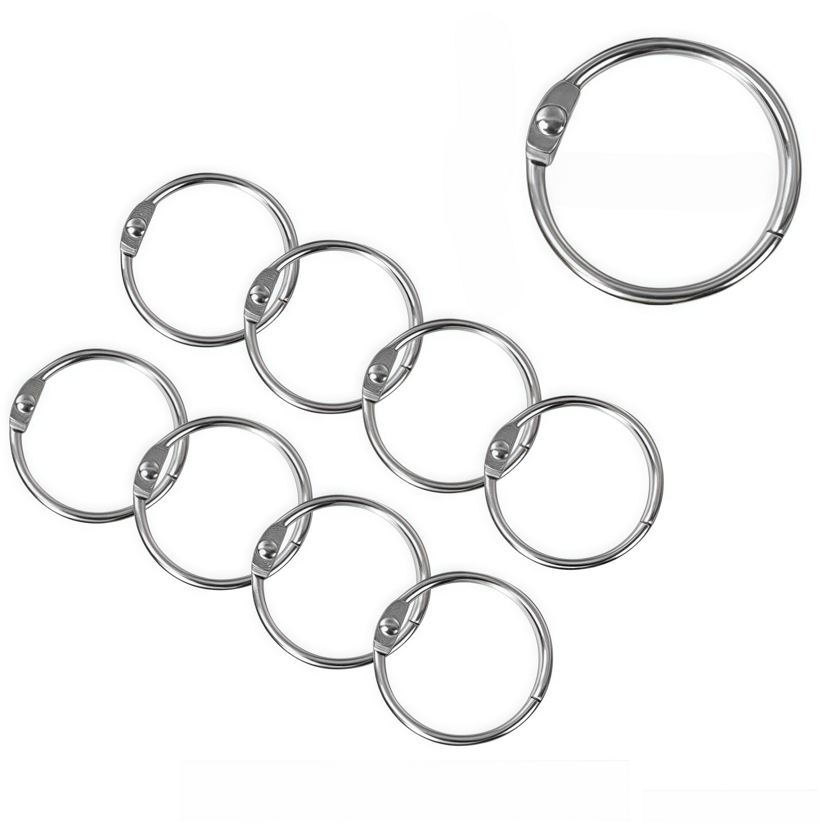 YDHSIKK Metal Book Rings, Pack of 40 Multicolor Metal Binder Rings, 1 Inch for Flashcards, Index Cards, Keychains(Silver - 2.2nch/57mm)