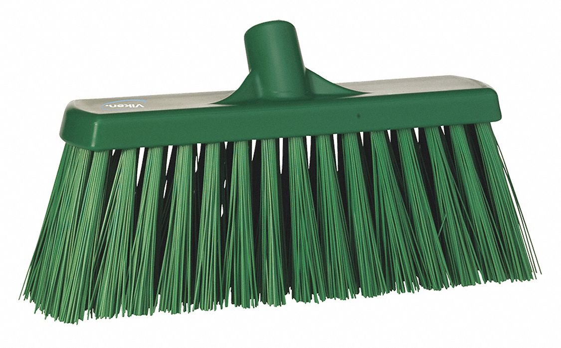 Vikan Broom, Green With PET Bristles for Food Industry, Wet Floors