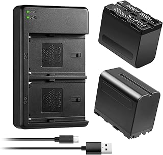 ENEGON 2 x 7200mAh NP-F970 NP-F960 NP-F930 NP-F950 Battery and Dual Smart LCD Battery Charger Compatible with Sony DCR-VX2100, DSR-PD150, DSR-PD170, FDR-AX1, HDR-FX1, HDR-FX7, TR516, TR716