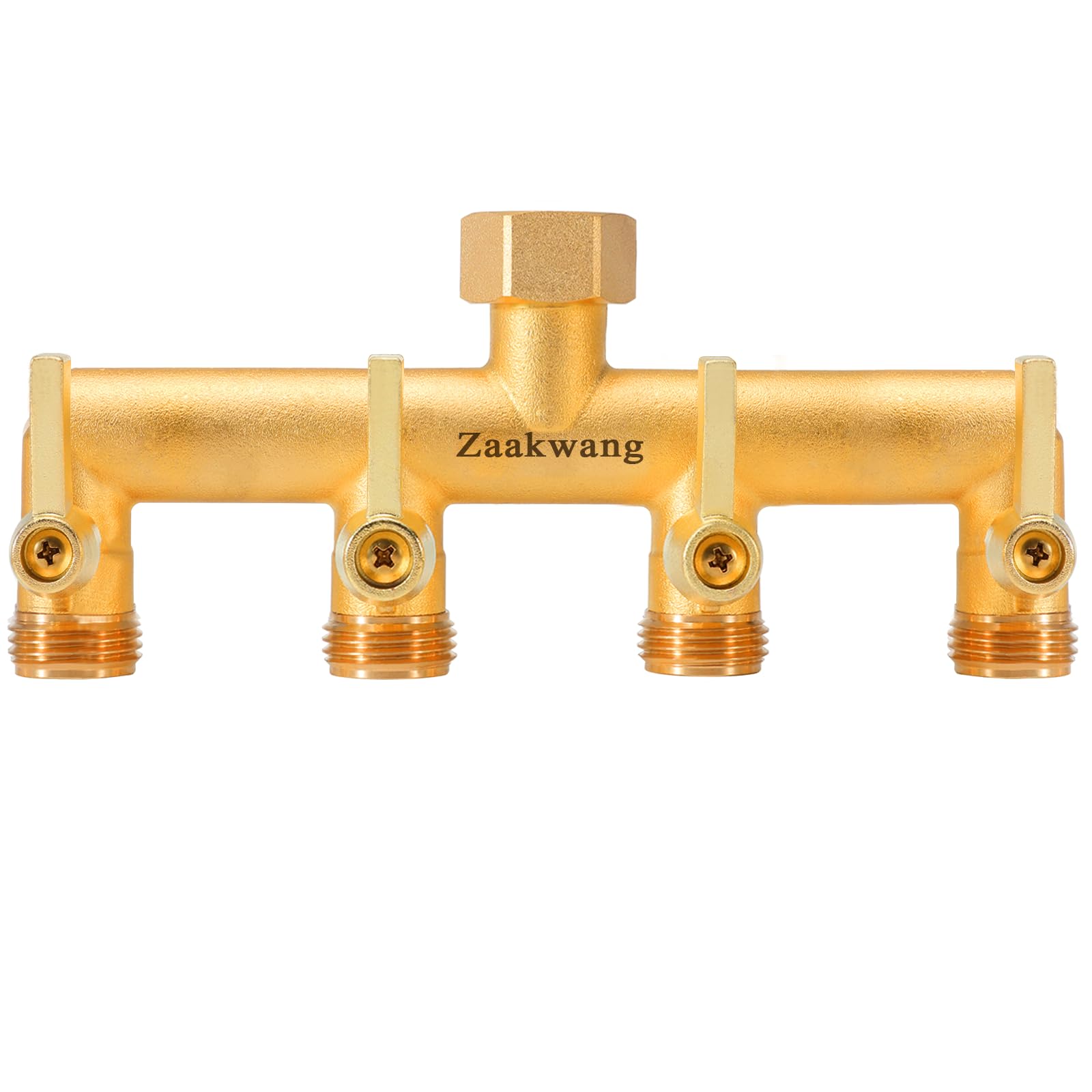 Heavy Duty 4 - Way Garden Hose Splitter, 3/4โ Hose Manifold, Outdoor Hose Adapter Connector with 4 Metal Extra Long Handle Metal Faucet Adaptor