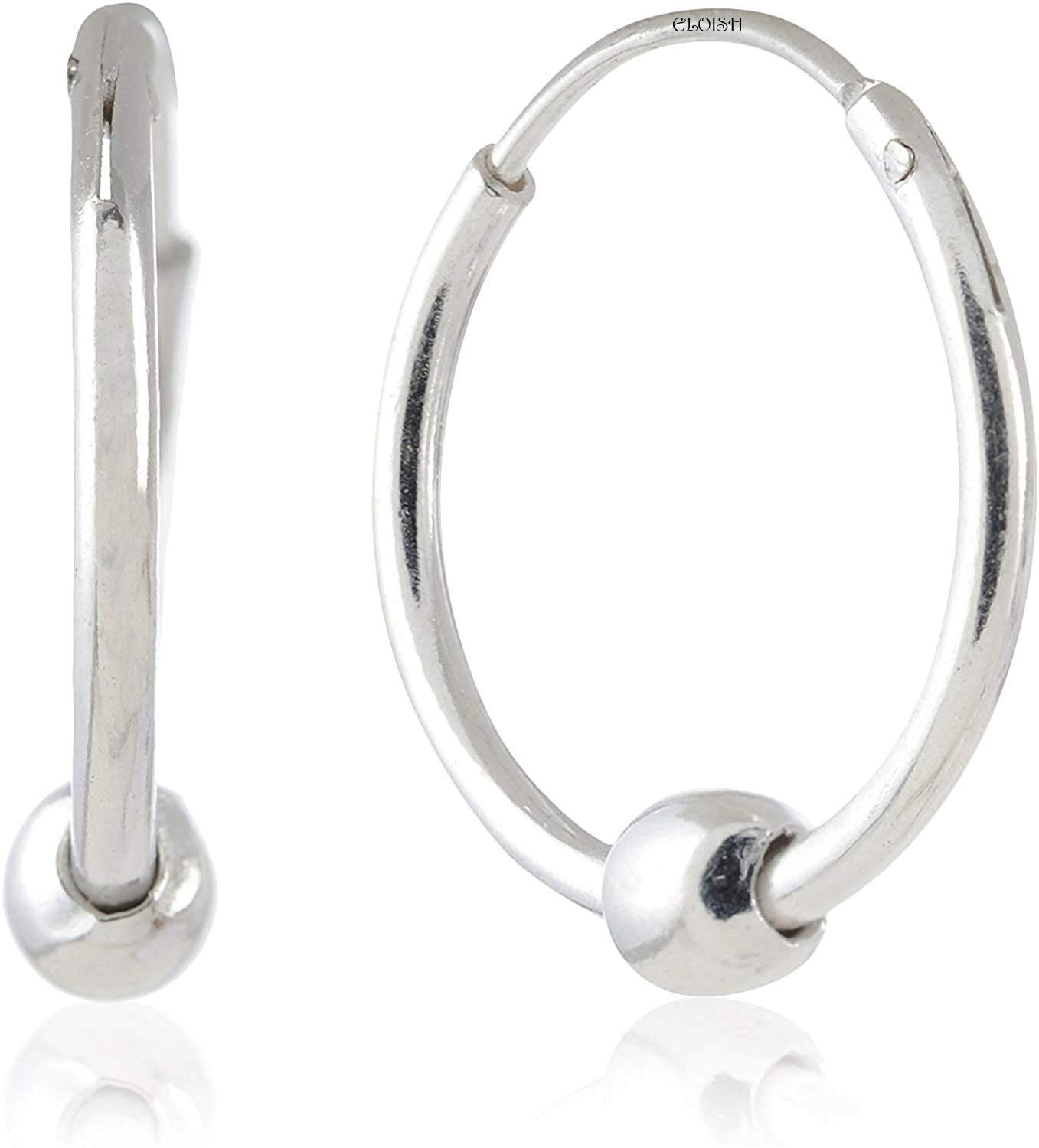 ELOISH 92.5 Sterling Silver Small Ball Hoop Earrings for Women, Men, Girls and Boys (Silver Ornaments : 0.500 grams) (14MM (Medium Small)) (B07C5NP6CT) Amazon Price History, Amazon Price Tracker