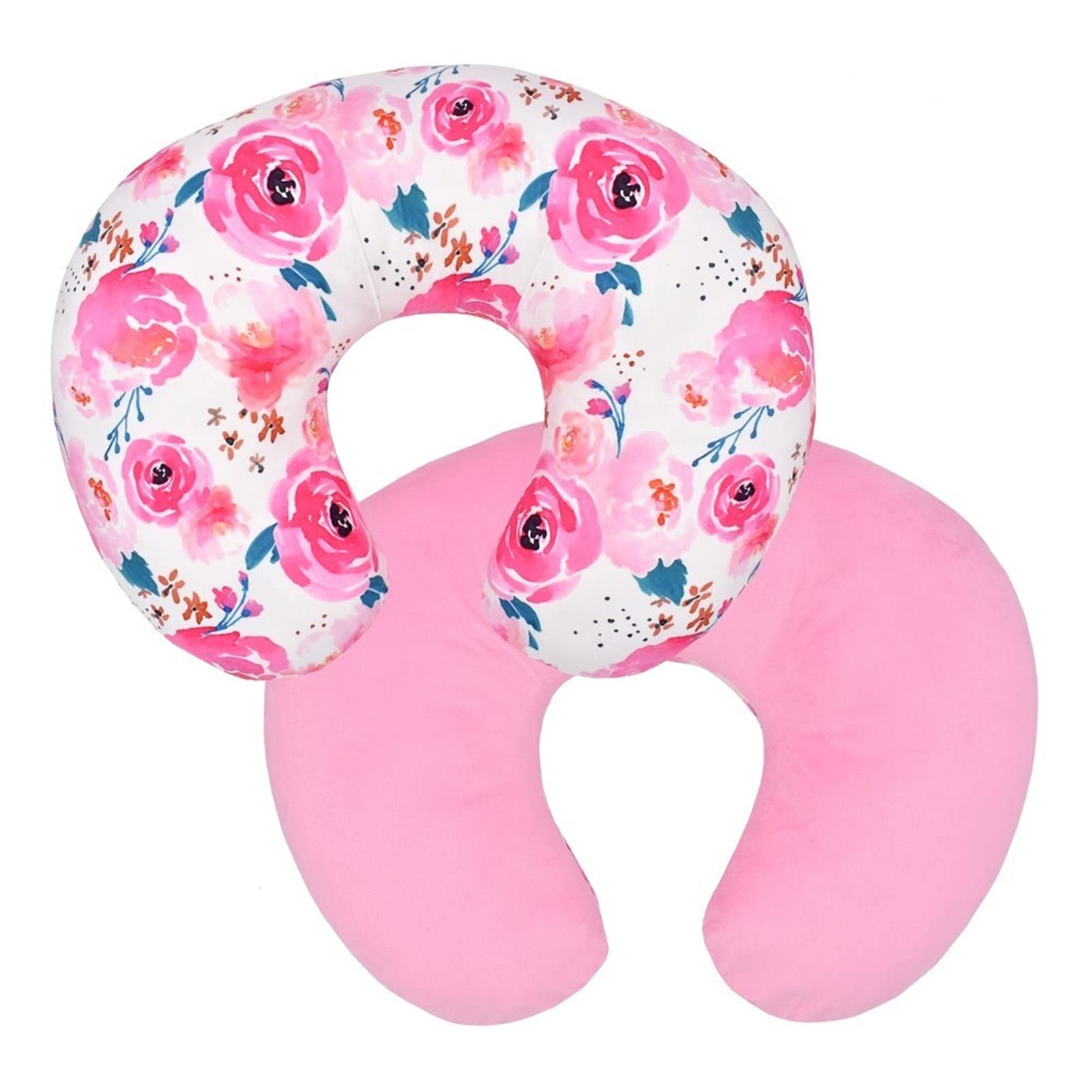 BxuanWNursing Pillow Cover Stretchy Cotton Pillow Slipcovers for Breastfeeding Moms Two-Sided Design (Rose)
