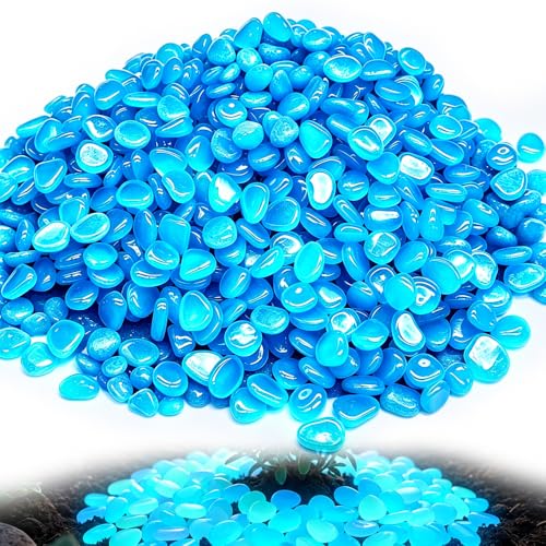 500 Stück Leuchtsteine Garten 2026 Neu Leuchtende Steine Garten Leuchtkiesel Bunt Deko Steine Kleine Dekosteine Fluoreszierende Steine Kieselsteine für Gärten Deko Terrasse Aquarien (500 Blau)