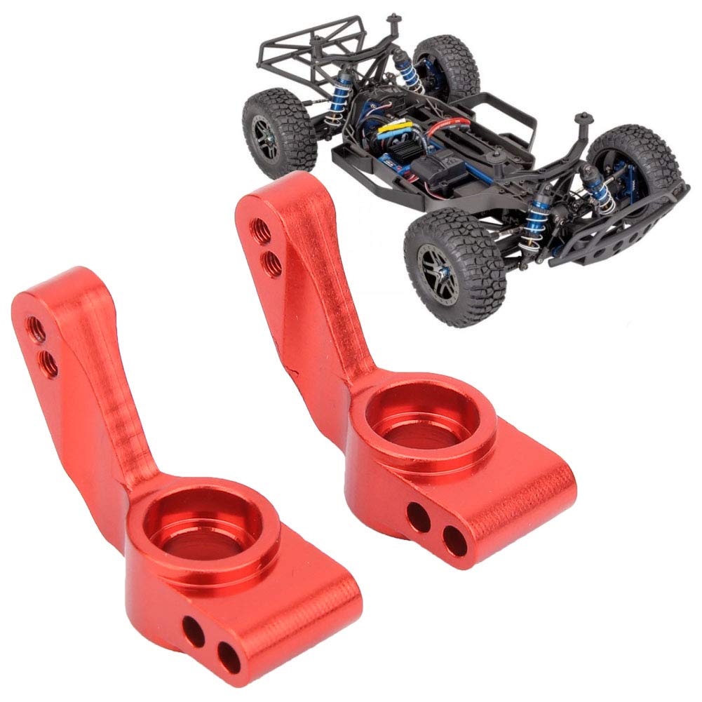 VGEBY Kit De Mise à Niveau Support De Moyeu Avant En Aluminium – Pour Traxxas Slash 2WD 1/10 – Rouge – Léger, Résistant, 4 Roulements Inclus
