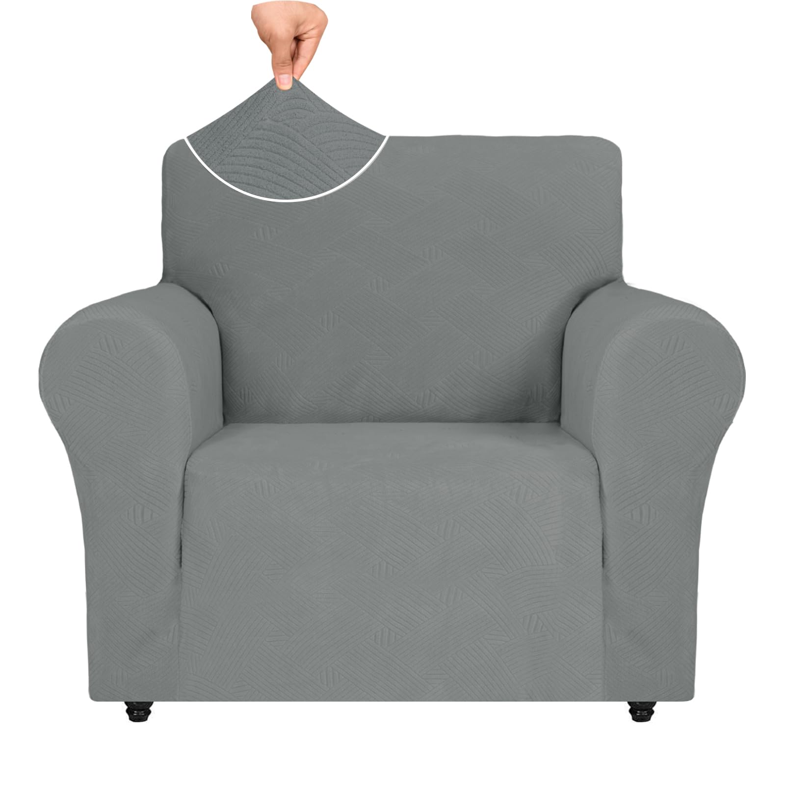 Ystyle Copripoltrona 1 Posto Con Braccioli, Copridivano Antigraffio Gatto, Copridivani Elasticizzato, Pesante Inverno Copri Divani, Fodera Divano Antimacchia Lavabile Antiscivolo, Grigio Chiaro