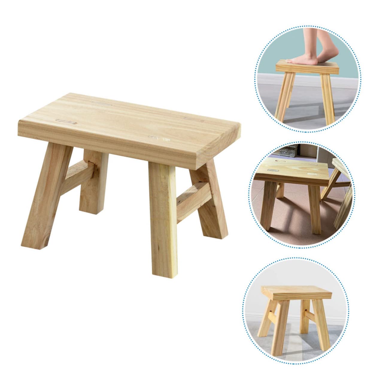 Holztrittschemel für Kinder mit Glatten Kanten und Portabel für Klassisches Zimmer oder Schlafzimmer Stabiler und Langlebiger Kleiner Holzhocker