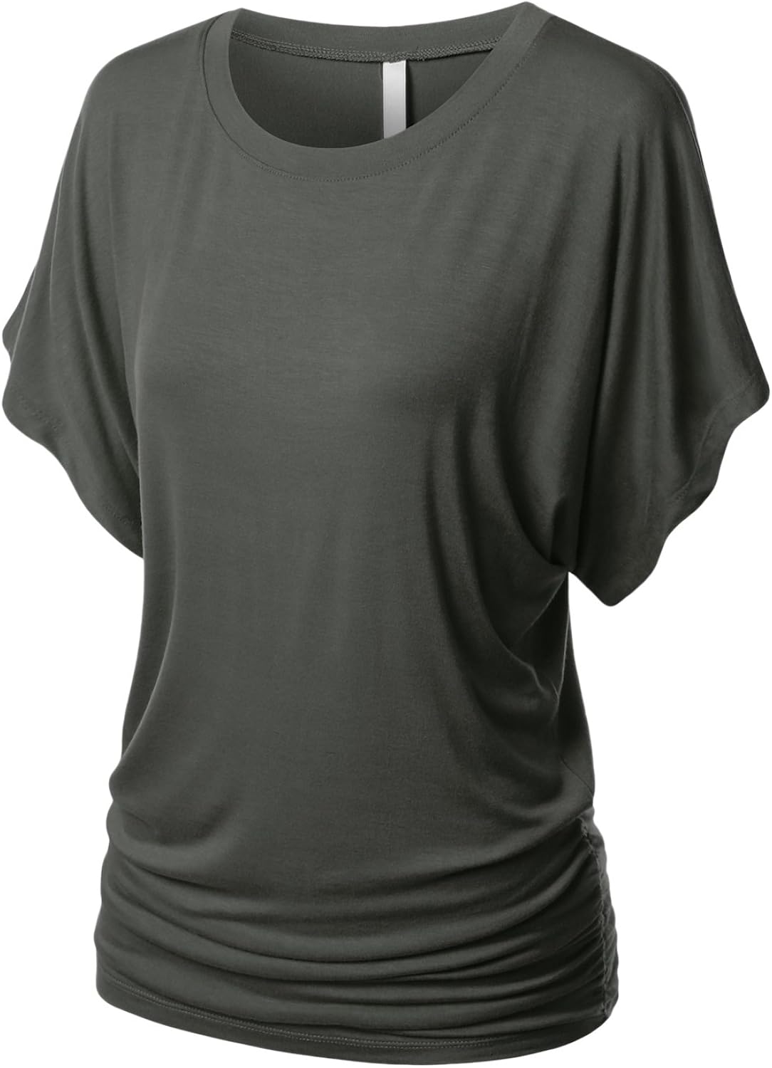 URBANCLEO Womens Dolman Sleeve Top Boatneck Drape Shirts Small Awts055_charcoal