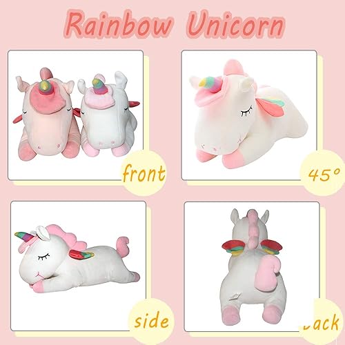 Miniatura 9 de AIXINI - Peluche de unicornio lindo y suave peluche de unicornio Rosado Rosado, Blanco