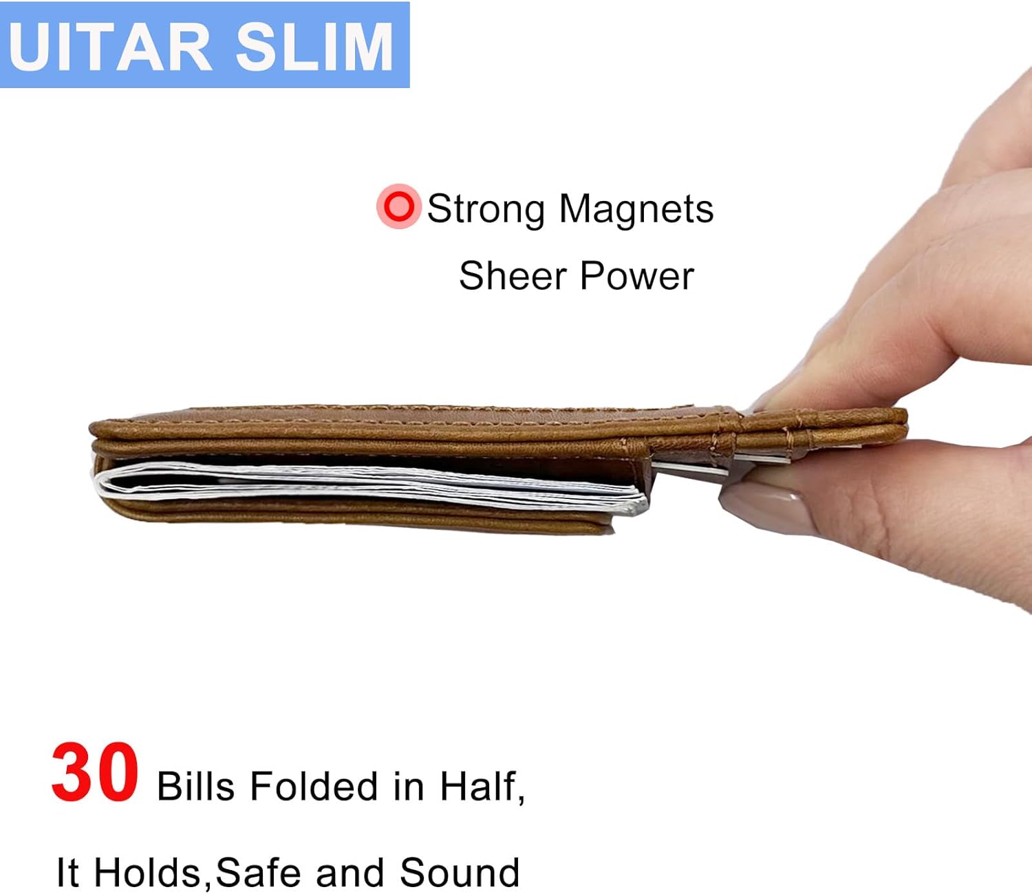 Front Pocket Wallets for Men with Magnet Money Clip RFID Blocking Leather Minimalist Slim Wallet Credit Card Holder (Small Brown) - Image 4