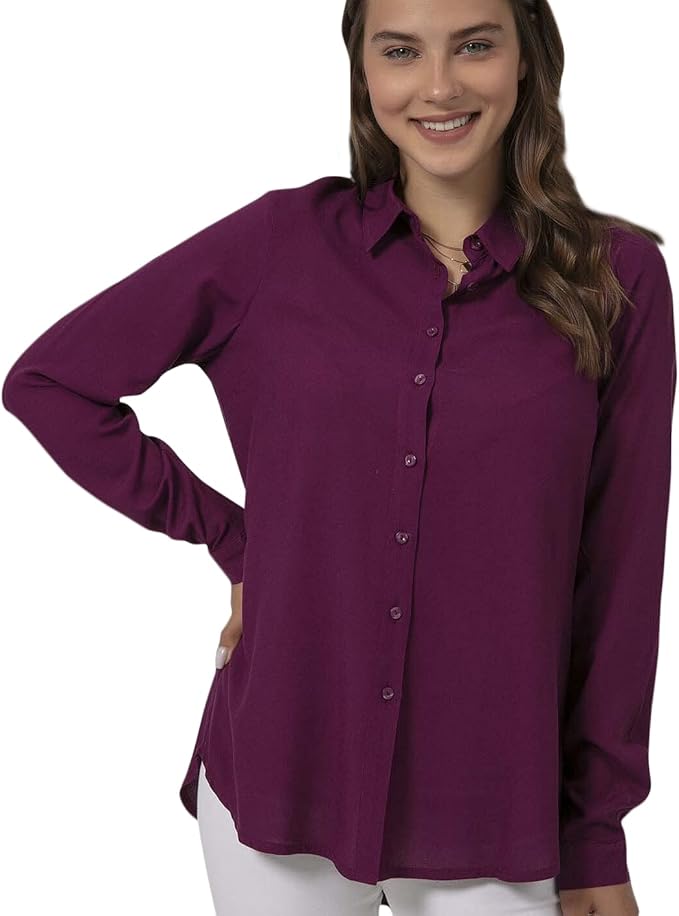 Blouses for Women Fashion, Casual Long Sleeve Button Down Shirts Tops, XS-3XL