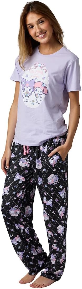 Bioworld Kuromi & My Melody Women's Lavender Sleepwear Set - Image 2