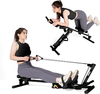 TODO 3 en 1 Maquina de Remo para Casa, Multifuncional Máquina Remo con 2 Intensidades Regulable, AB Maquina Abdominales Remo Fitness Silenciosa para Uso Doméstico, Máxima 120KG