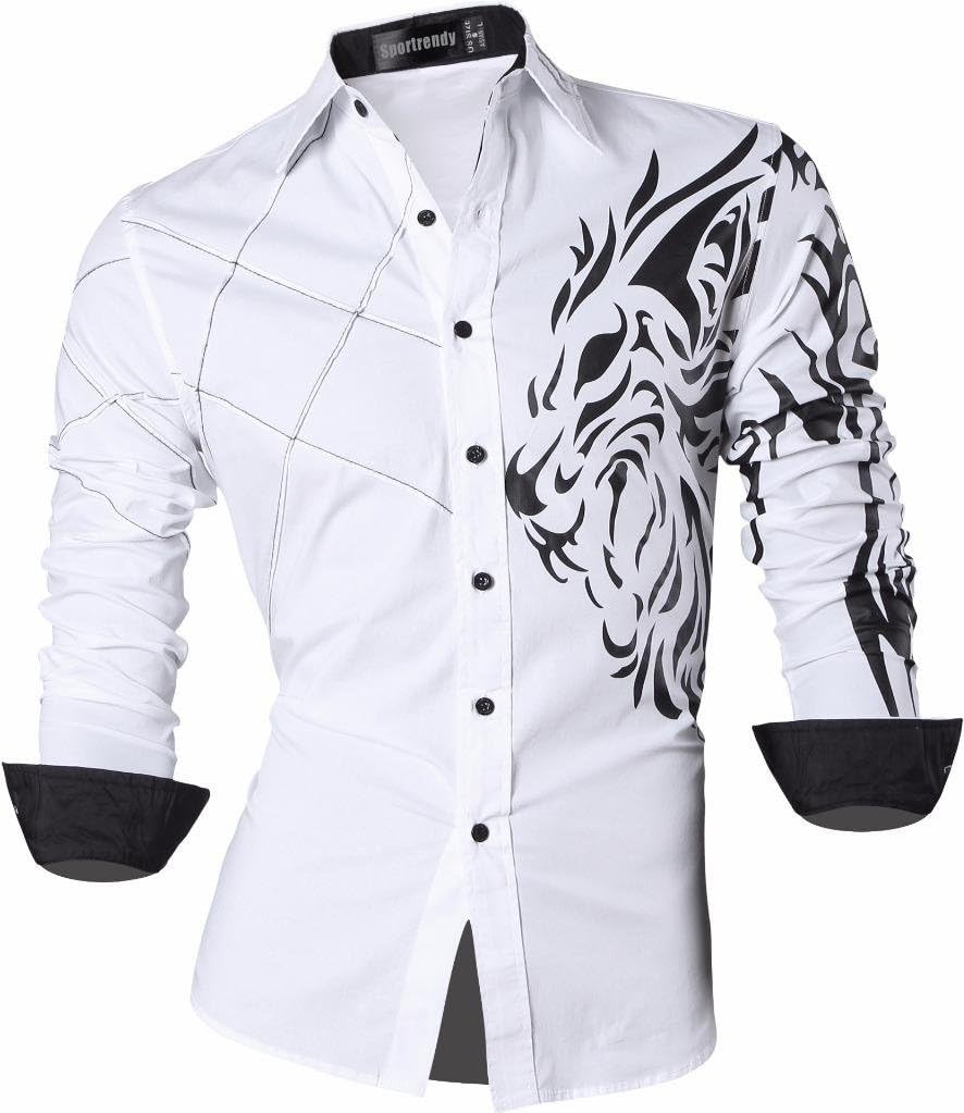 Camicia Uomo Drago Cinese - Stampa Slim Fit, Maniche Lunghe | Cotone Elastico, Design Tattoo - Foto 2