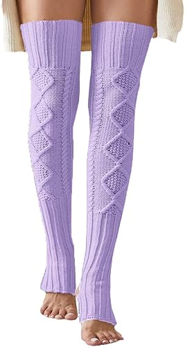 SherryDC Calcetines de punto trenzado para mujer, calcetines de pierna alta hasta la rodilla, calcetines para botas sin pies