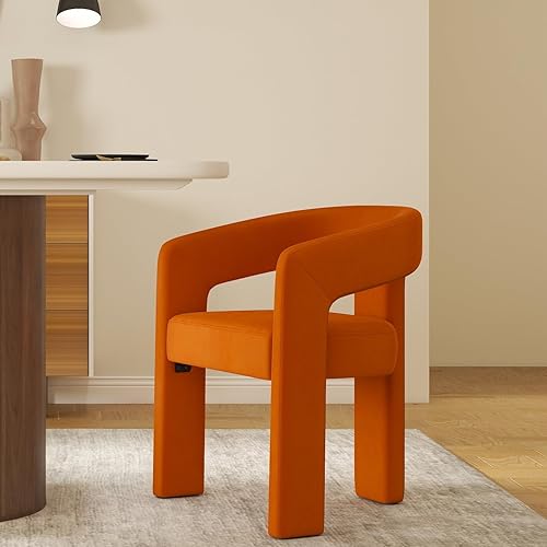 Miniatura 26 de Modern Barrel - Juego de 8 sillas de comedor tapizadas de terciopelo con brazos, cómodas sillas de tocador de maquillaje, sillas de comedor, sala de