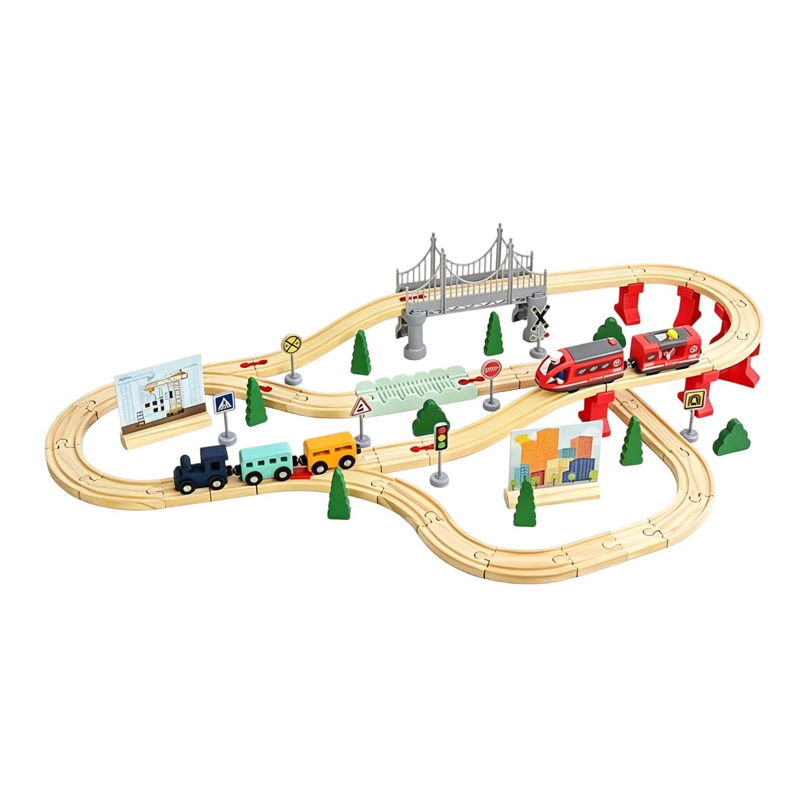 Trenino Elettrico con Binari, Set di Binari, Regalo di Compleanno Creativo con Vagoni, Set di Treni per Bambini dai 3 agli 8 Anni, 72 Pezzi