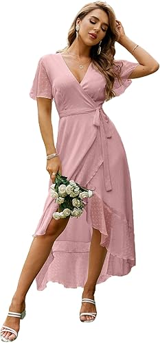 Miessial Vestido largo de verano para mujer, estilo bohemio, con cuello en V y estampado floral