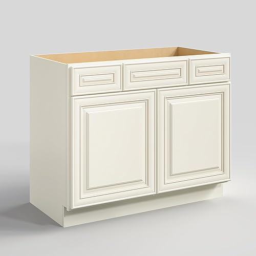 Miniatura 1 de ROOMTEC Armario con base de cajón de lavabo de baño montado de 42 pulgadas, almacenamiento de fregadero individual de gran capacidad con puertas de