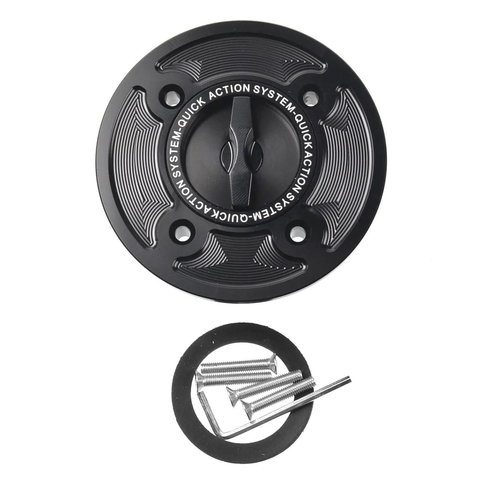 Generic Para Ninja 400 2018-2025 Para Ninja 650 2017-2025 CNC Tapa De Tanque De Combustible Motocicleta Aluminio Cubierta Bloqueo Rápido(Black)
