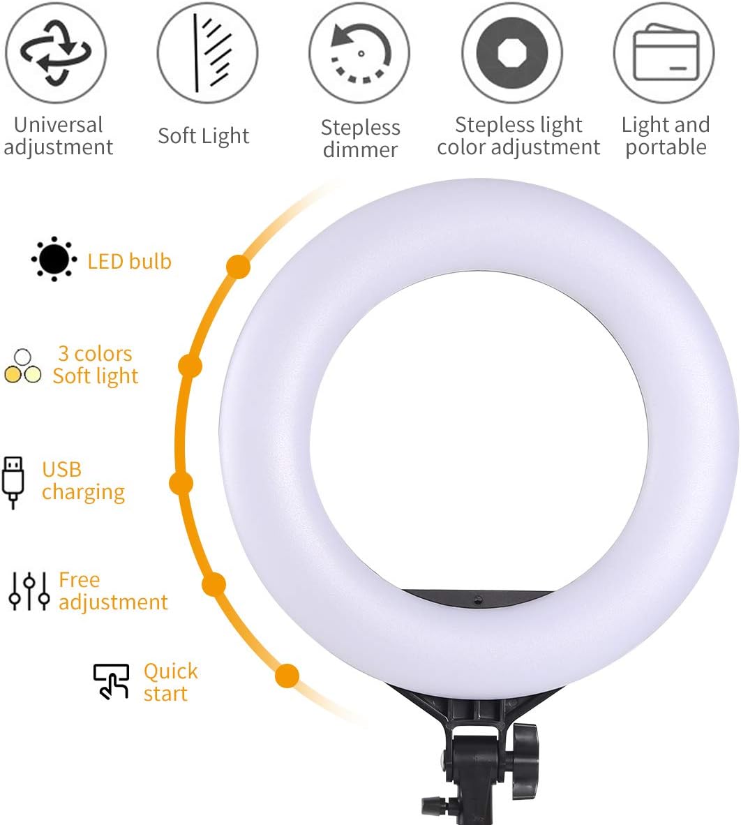 YANGFAN 14 inch Ring Light with Stand and Phone Holder,35 cm LED Dimming Ring Light Kit